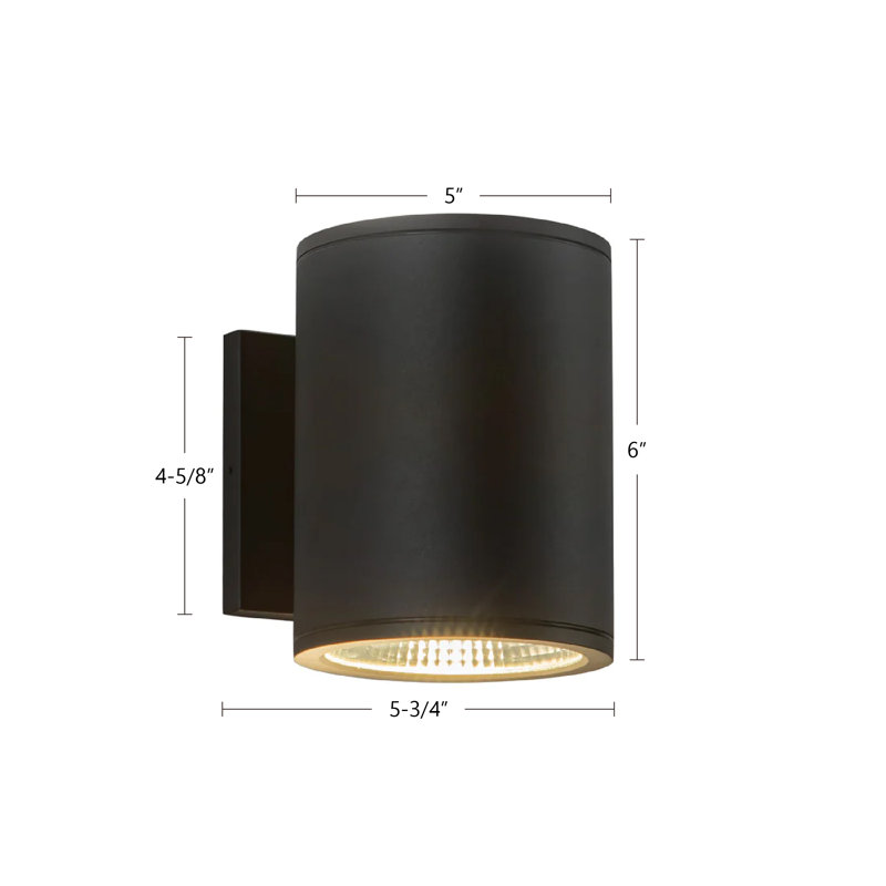 Nordic LED Flush Mounted Sconce, Black, 30 W, 6" H x 5" W x 5.75" D