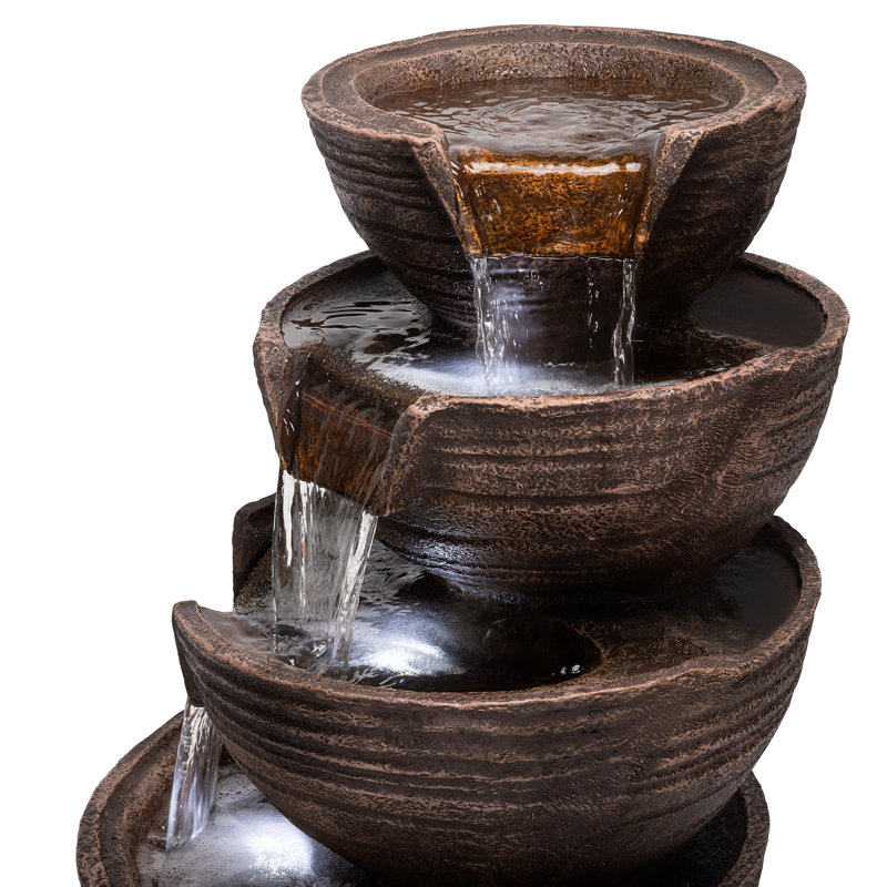 Fontaine cascade à 5 niveaux avec lumière en fibre de verre Titan