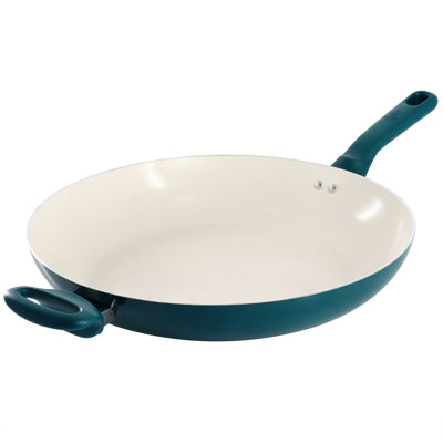 Spice by Tia Mowry 14 Inch Ceramic Nonstick Aluminum Skillet with Bakelite Handles