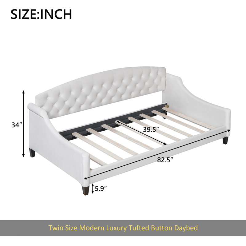 Modern Luxury Tufted Button Daybed,Twin,Beige, Beige, Twin