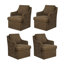 Chaise de salle à manger rembourrée en chenille avec dossier et accoudoirs incurvés (lot de 4)-133031821-133031830