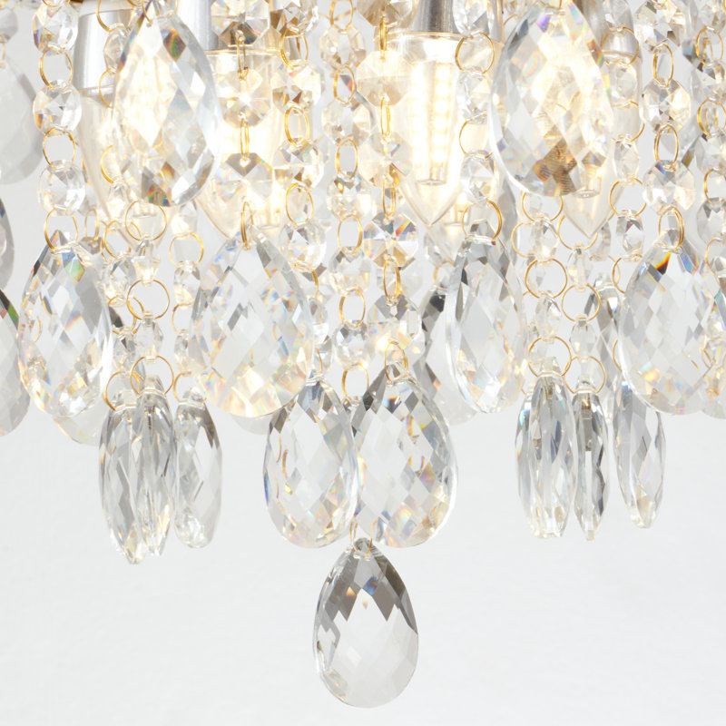 Mid-Century Modern 6-light Dimmable Tiered Crystal Chandelier Luxury, 43.3" H x 20" W x 13.8" D, Gold