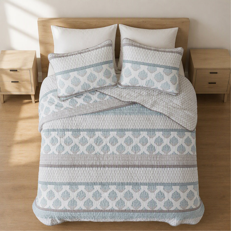 3-Piece Full/Queen Quilt Set,Aqua
