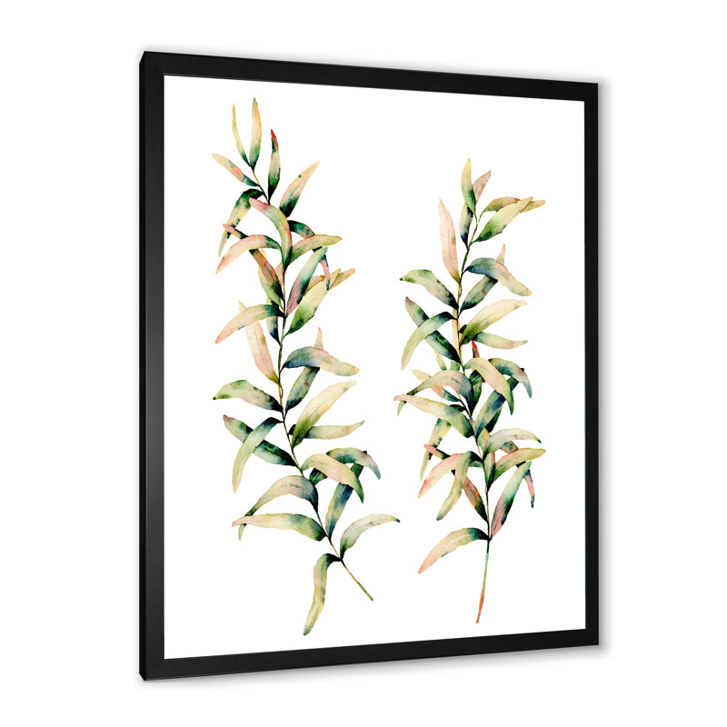Branches d'automne - Peinture sur toile, H 20 po x l 12 po x P 1po, Cadre photo noir