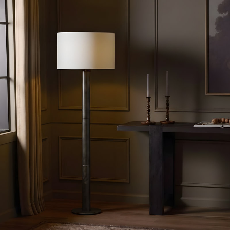 Lampe sur pied en laiton antique, Bronze