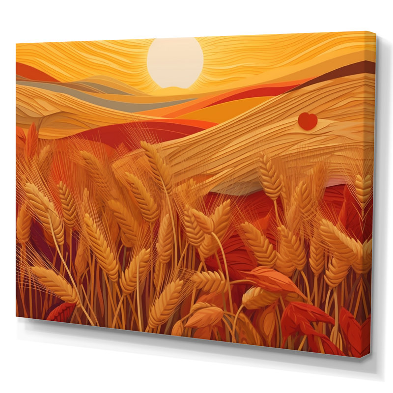 Golden Harvest Cord Field V sur toile, H 16 po x l 32 po x P 1 po, Toile tendue