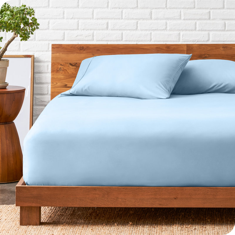 Microfiber Fitted Sheet with Pillowcase Set   , Light Blue, Twin Extra Long Fitted Sheet with 1 Pillowcase