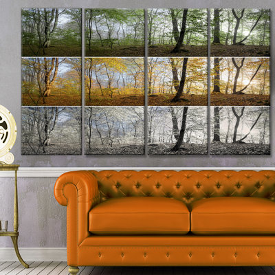 « three seasons forest panorama », reproduction de photo à multiples images sur toile