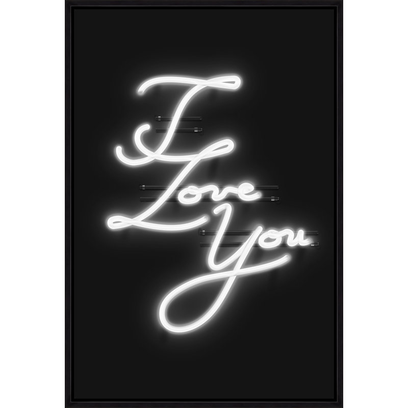 "Neon I Love You" par David Brown - cadre texturé sur toile, Image au gel brossé, H 46,75 po x l 31,75 po