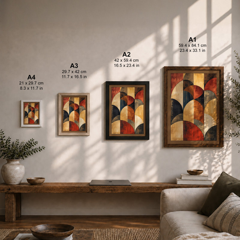 Earth Geometry Mid-Century - Framed Print, A2 - 59.4 x 42.0 cm, Unframed
