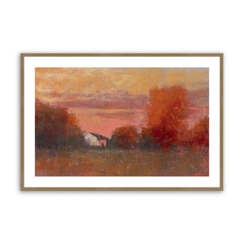«Tangerine Skies», impression encadrée sur papier par Carol Strock Wasson, Or brossé, H 19,25 po x l 25,25 po x P 1,25 po