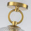 Plafonnier semi-encastré à une lumière, style moderne du milieu du siècle, avec abat-jour en verre transparent cannelé.-695463053