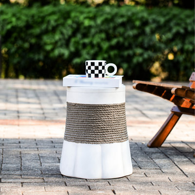 Ventilateur de corde tissé gris et brun - table d'appoint de base, conception compacte pour petits espaces