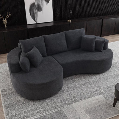 Canapé modulaire incurvé 2 pièces 106 "avec méridienne 106" | Canapé en mousse à haute élasticité semblable au nuage | Aucun assemblage requis | Revêtement Nomad pour salon, appartement ou salon