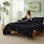 Ensembles d'édredon de taille très grand - 3 pièces de literie en molleton noir moelleux, esthétique rayée confortable pour les chambres modernes et d'invités, décoration intérieure de luxe toutes saisons-100517523-114316018
