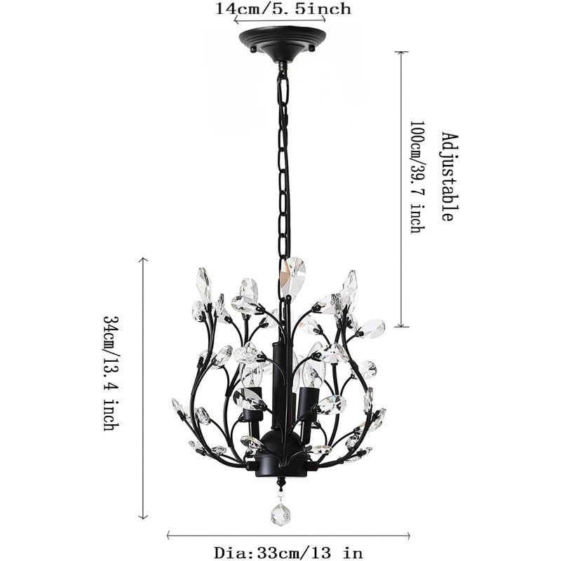 3 - Light Chandelier, Black