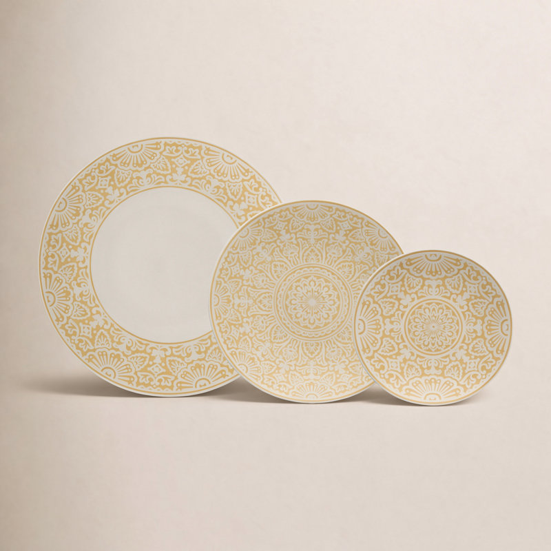 Fortessa Havana Porcelain, 12 Piece Dinnerware Set (Service for 4), Yellow