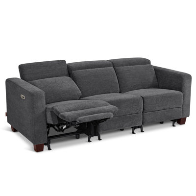 88.6" Wide 3 Seat Zero Wall Power Recliner Sofa with Adjustable Headrests,Independent Seat Controls