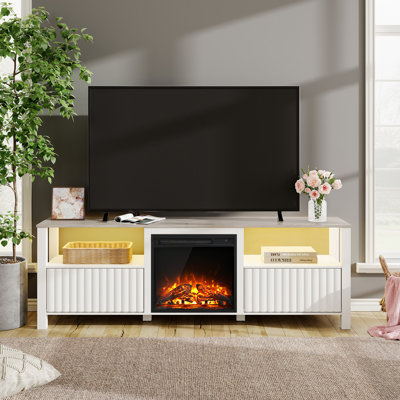 Meuble télé avec foyer électrique pour téléviseur de 75 po ou moins Cergio