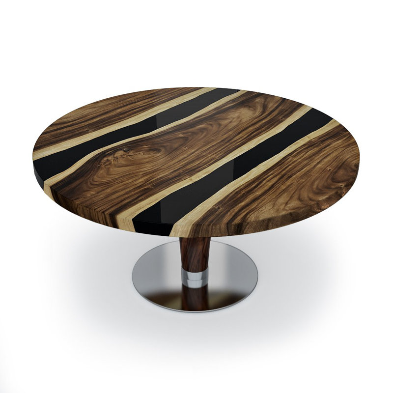 Table basse à piédestal, Noir, H 17,7 po x L 27,6 po x l 27,6 po