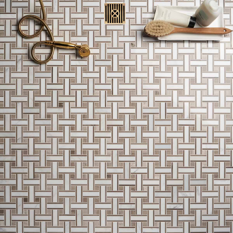 Twine Marble Basketweave Mosaic Floor & Wall Tile , Burlap