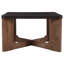 Table basse Mid-Century moderne en bois massif et placage de manguier - Moka et noyer