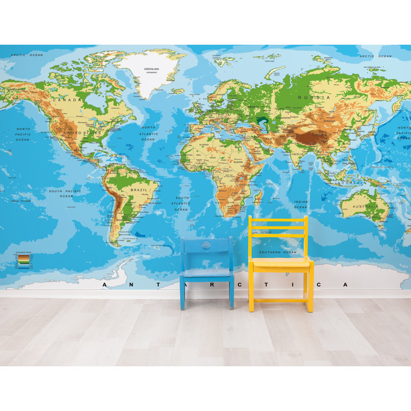 Panneau mural Cascio carte du monde de l'hémisphère oriental L 9 pi x l 192 po
