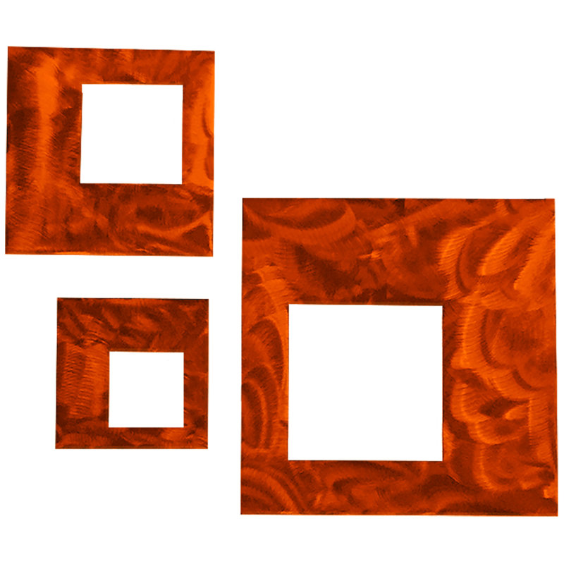 Ensemble d'art mural contemporain en métal frein orange, Orange bonbon