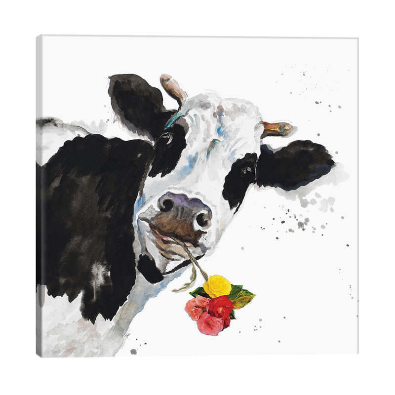 Crazy Cow by Patricia Pinto - Wrapped Canvas Painting, 45.72 cm H x 45.72 cm W x 1.91 cm D