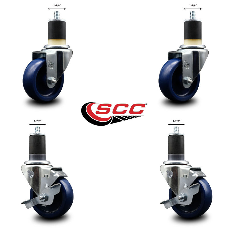 Ensemble de roulettes extensibles pivotantes en poly solide 2 roues SCC TLB 3,5 po x 1-7 / 8 po