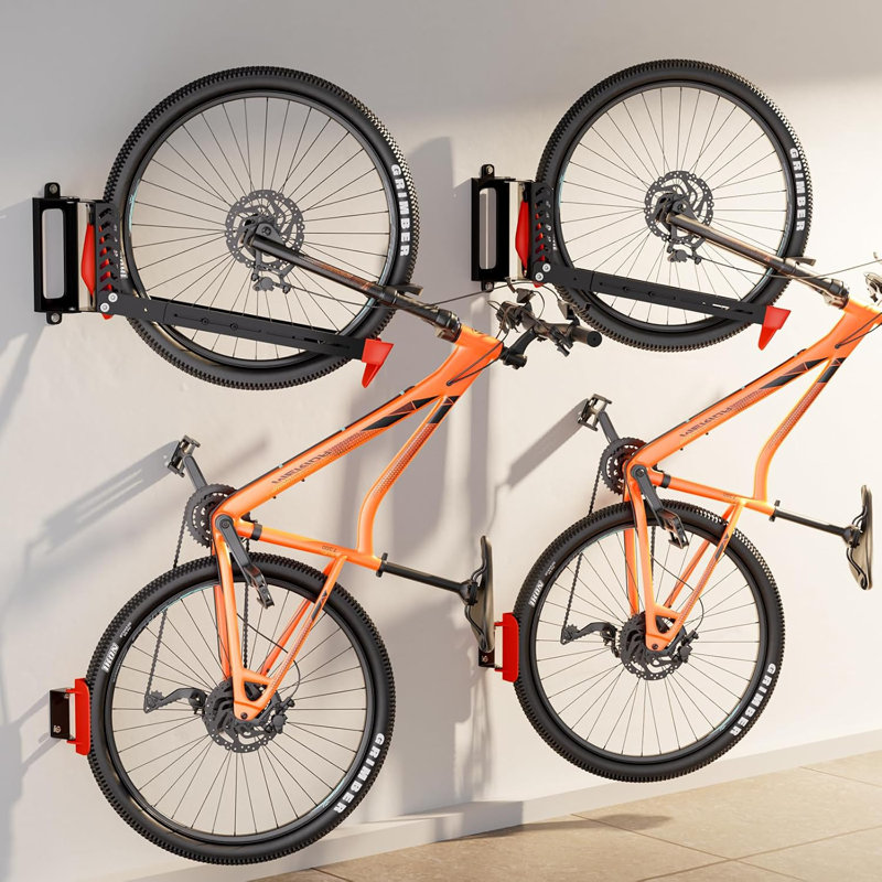 Ensemble de 2 supports muraux pivotants pour porte-vélos pivotants, porte-vélos pour le garage, porte-vélos vertical peu encombrant