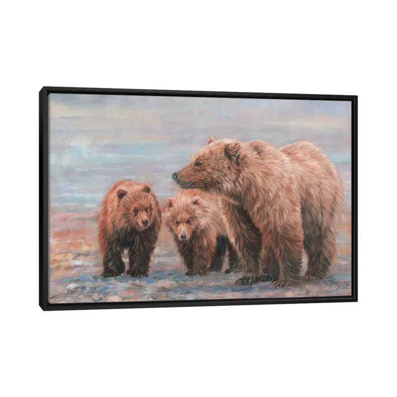 «Three Bears», impression sur toile, Toile avec cadre noir, Pas de tapis, H 32 po x l 48 po x P 1,5 po