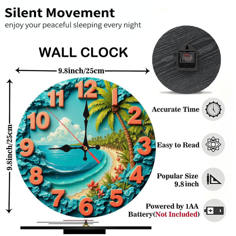 Horloge murale plage tropicale