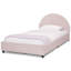Delta Children Upholstered Twin Size Bed With Round Headboard, Premium Wood Slat Support, No Box Spring Needed, Easy Assembly, Pink/Velvet Quilted