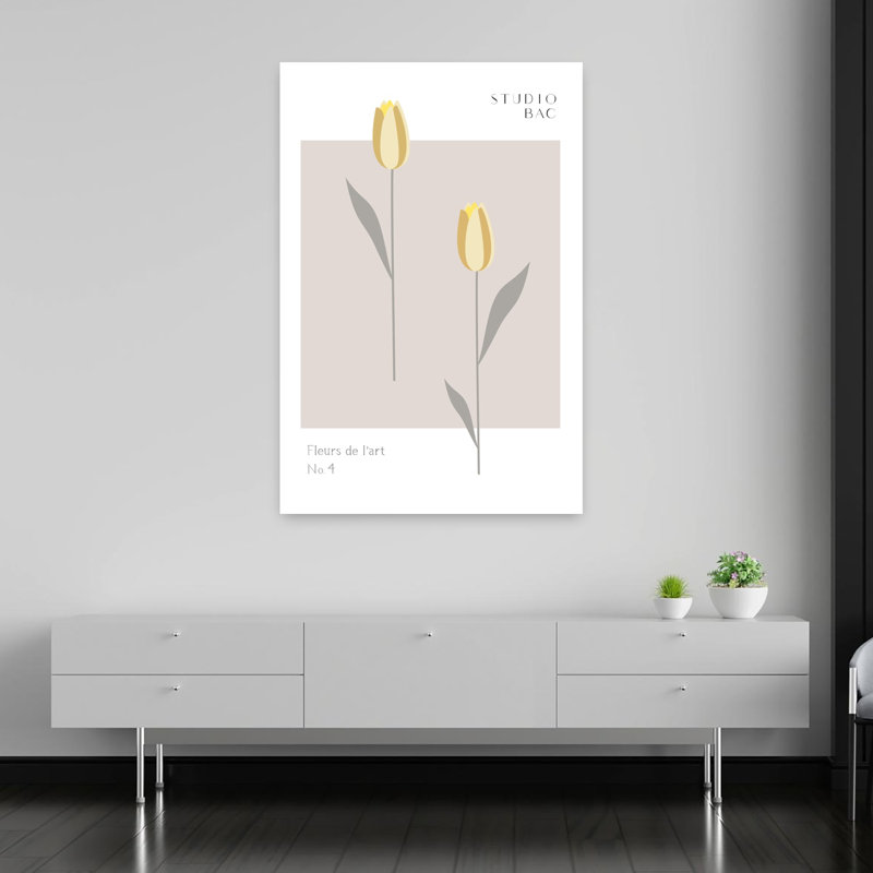 Art contemporain avec tulipe abstraite, H 60 po x l 40 po