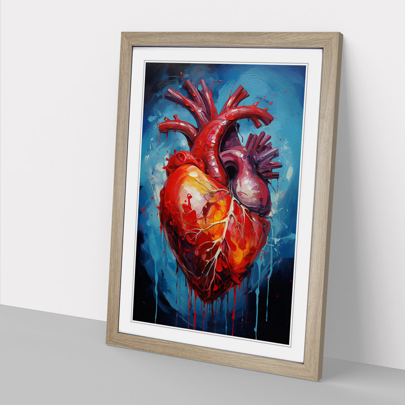 Anatomical Heart Action Painting - Framed Print