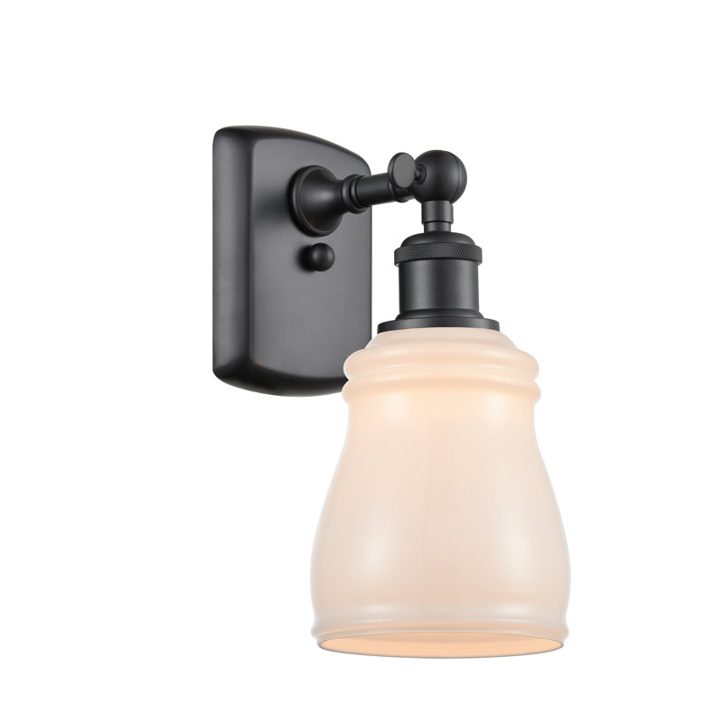 Mccarver Armed Sconce, White, LED, Matte Black