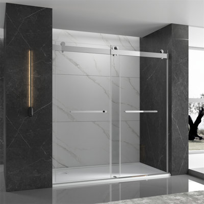 48" W x 76" D x 76" H Frameless Shower Stall with 10 mm Tempered Glass Soft System