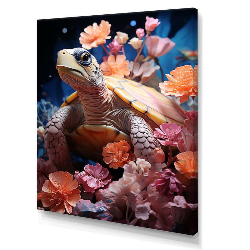 Tortue romantique I, H 40 po x l 30 po x P 1,5 po, Toile tendue