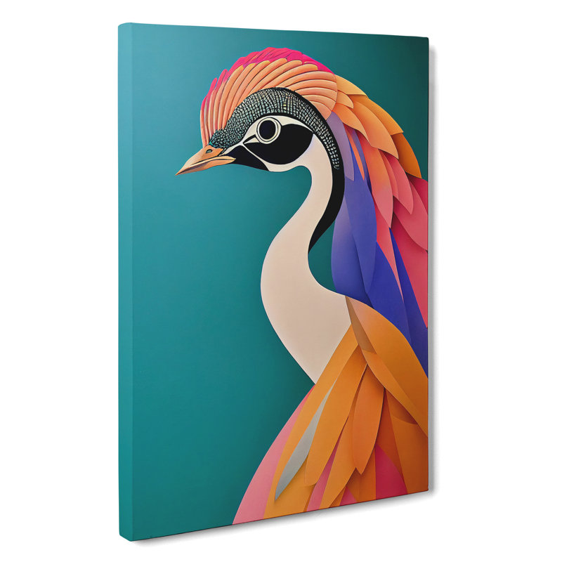 Bold Peacock Art No.6 - Wrapped Canvas, 60cm H x 40cm W x 3cm D