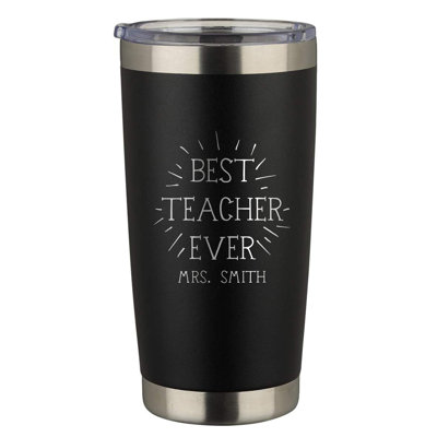 «Best Teacher Ever» gravé 20 oz Gobelet de voyage en acier inoxydable isolé sous vide