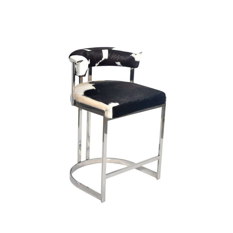 Fauteuil Novela Stainelss, Cuir véritable noir / blanc, Chrome