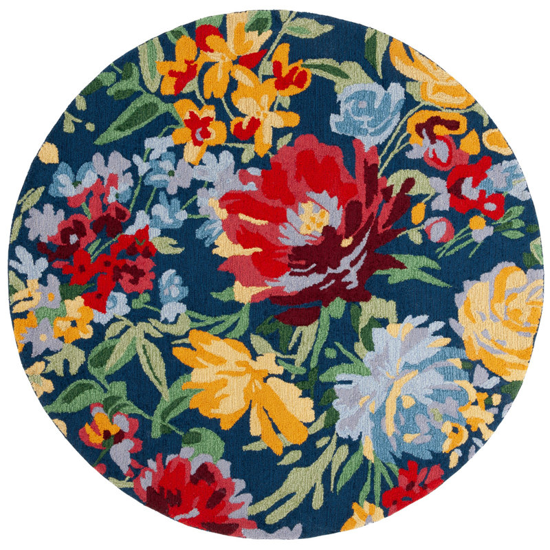 Alfonzo Hand Tufted Performance Floral Rug, Round 6'