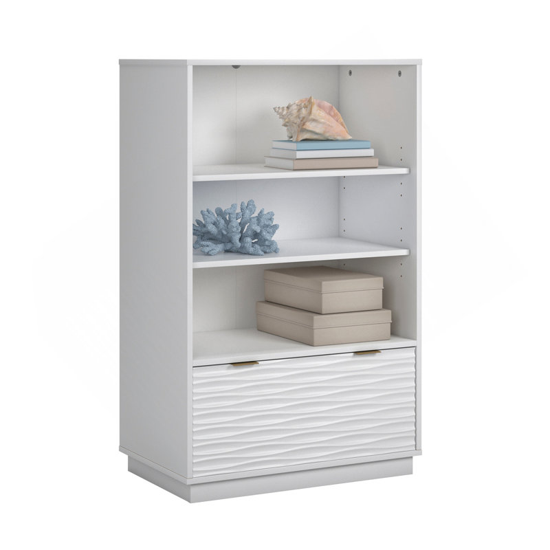 Bookcase With Drawer, White Finish