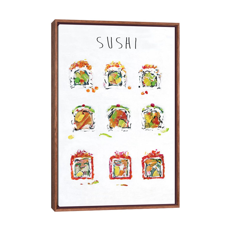 Sushi by Sally Swatland - Painting Print, 48" H x 32" W x 1.5" D, Classic Brown Wood Framed Canvas, No Mat