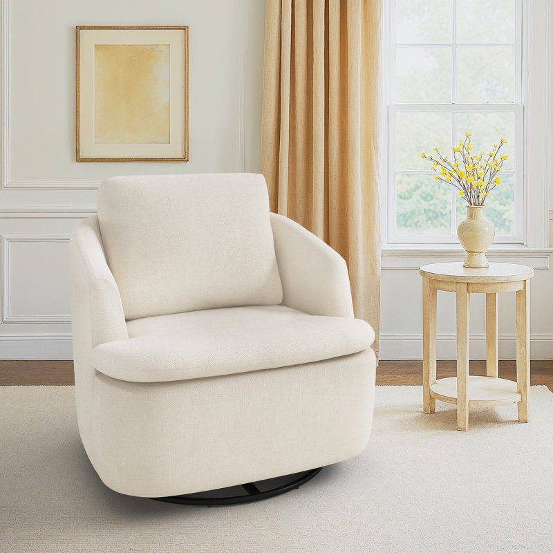 Fauteuil oscillant pivotant Arthur, Chenille avoine blanche