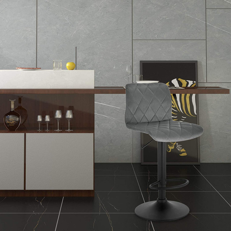 Kankakee Swivel Adjustable Height Stool, Light Grey