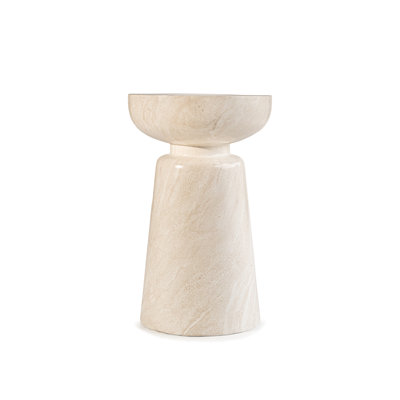 Grover Outdoor Faux Stone Chalice Side Table - Brown