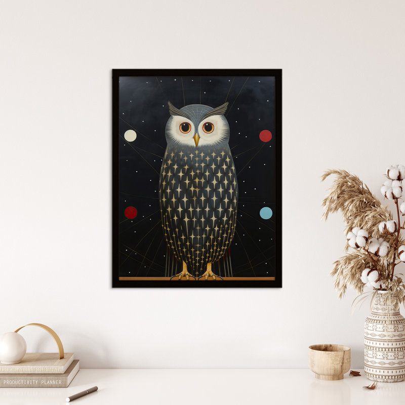 The Night Watch Man Surreal Cosmic Owl - Single Picture Frame Print