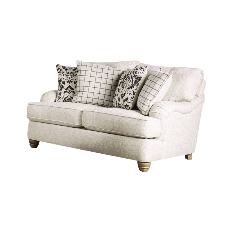 65.4" W Transitional Loveseat, Ivory